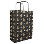 PARTIJ PAPIEREN KERSTTASJES A5 ZWART GOUD