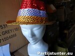 PARTIJ HOEDJE MET PAILLETTEN GEEL WIT ROOD OETELDONK 