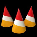 PAPIEREN FEESTHOEDJES ROOD WIT GEEL