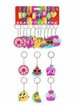 PARTIJ SLEUTELHANGERS FRUITY SWEETS 5CM 6 VERSCHILLENDE