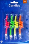 PARTIJ KAARSJES NEON SPIRAAL PER 4 STUKS