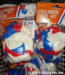 PARTIJ BALLONNEN ROOD WIT BLAUW 23CM PER 50 STUKS