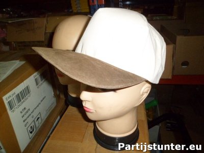 PARTIJ BASEBALL CAPS VERSTELBAAR BEIGE MET BRUINE KLEP