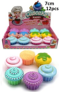 PARTIJ MAGIC SAND KINETIC 7CM CUPCAKE IN DISPLAY