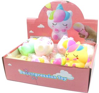 PARTIJ SQUISH TOY 10x7CM UNICORN IN DISPLAY