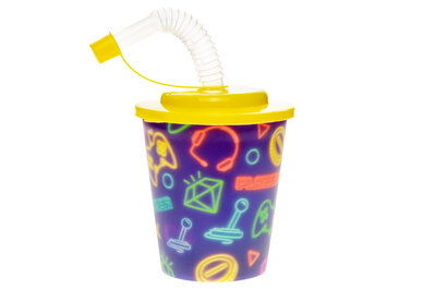 PARTIJ 3D BEKER MET RIETJE EN DEKSEL GAMER