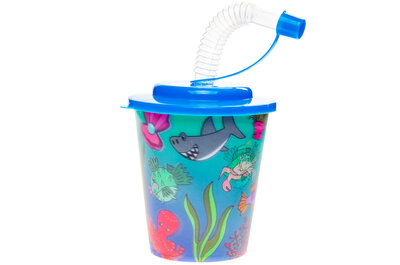 PARTIJ 3D BEKER MET RIETJE EN DEKSEL ZEEDIEREN