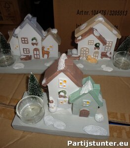 PARTIJ KERSTHUISJE MET WAXINELICHTHOUDER
