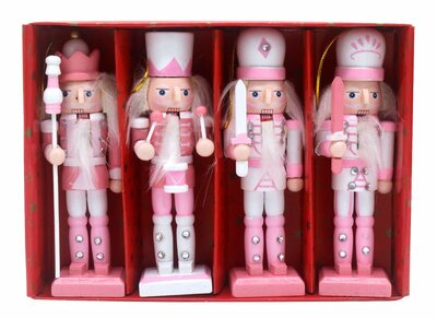 PARTIJ KERST ORNAMENT NOTENKRAKER ROZE 13CM