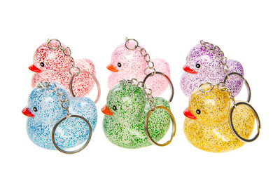 PARTIJ SLEUTELHANGER GLITTER DUCK