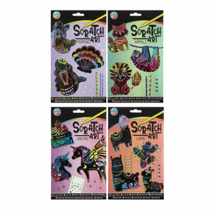 PARTIJ MAKE YOUR OWN SCRATCH ART, 4PCS, 4ASS
