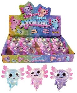 PARTIJ SQUEEZE AXOLOTL GLITTER 10CM IN DISPLAY