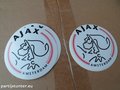 PARTIJ  MIDDELGROTE AJAX STICKERS 9,7CM ROND