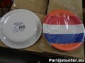 PARTIJ PAPIEREN BORDJES ORANJE R-W-BL 18CM PER 8 STUKS