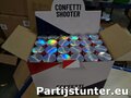 PARTIJ CONFETTI SHOOTER 20CM ROOD WIT BLAUW IN DISPLAY