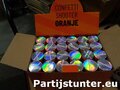 PARTIJ CONFETTI SHOOTER 20CM ORANJE IN DISPLAY