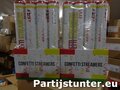CONFETTI STREAMER 35CM ROOD WIT GEEL IN DISPLAY