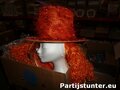 PARTIJ ORANJE GLITTERHOED MET HAAR 